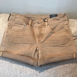 American Eagle Twill Khaki Midi Shorts